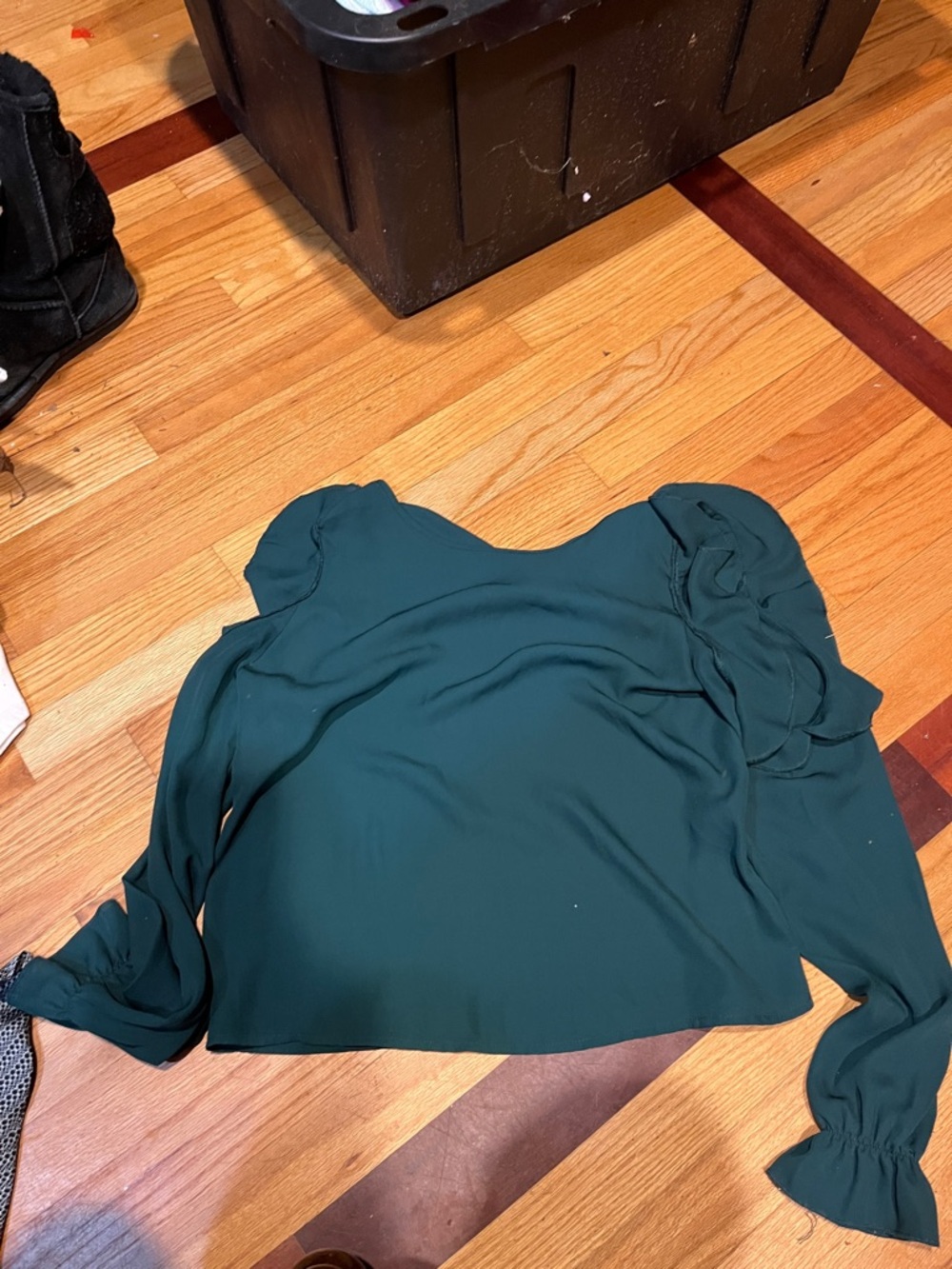 Women's Emerald Green Puff-Sleeve Blouse